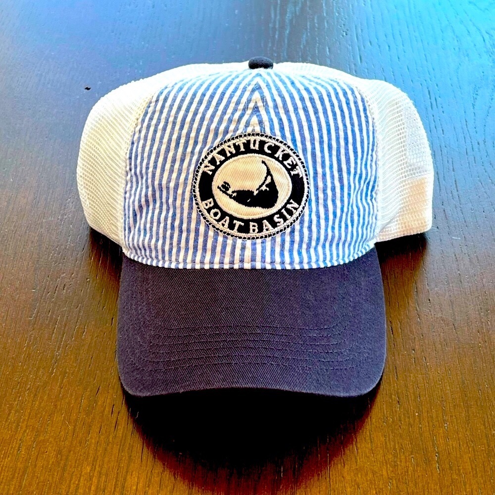 Blue and White Hat